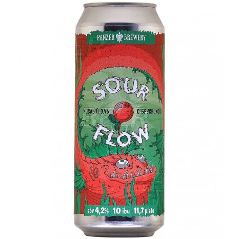 Пиво Sour Flow кислый эль (Брусника), в банке 0.5 л.