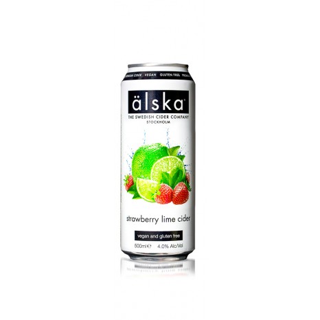 Сидр фруктовый ALSKA Strawberry & lime fruit, в упаковке 24шт × 0.5л.