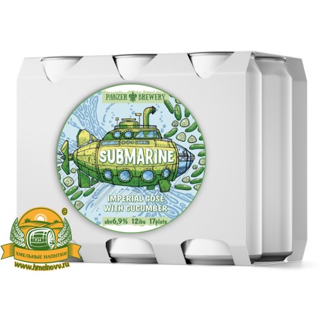 Пиво Submarine имперский гозе с огурцом и дыней, нефильтрованное в упаковке 12шт × 0.33л.