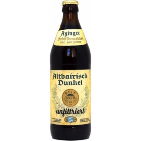 Пиво Ayinger Altbairisch Dunkel unfiltriert темное, нефильтрованное в бутылке 0,5 л.