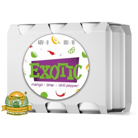 Пиво Exotic, светлое, нефильтрованное в упаковке 20шт × 0.5л.