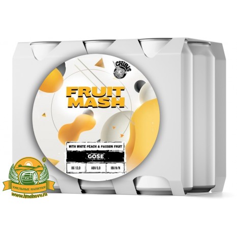 Пиво Fruit Mash White Peach & Passion Fruit, светлое, нефильтрованное в упаковке 12шт × 0.5л.