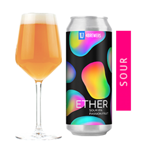 Пиво Ether Passion Fruit, светлое, нефильтрованное в упаковке 20шт × 0.5л.