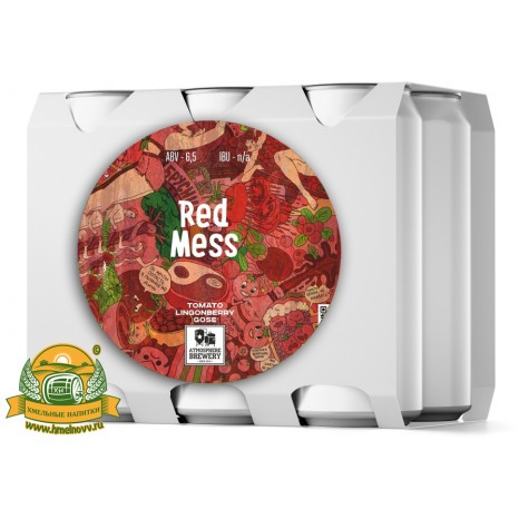 Пиво Red Mess, светлое, нефильтрованное в упаковке 20шт × 0.5л.