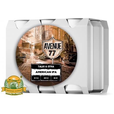 Пиво Avenue 77 Talus & Citra, светлое, нефильтрованное в упаковке 12шт × 0.5л.