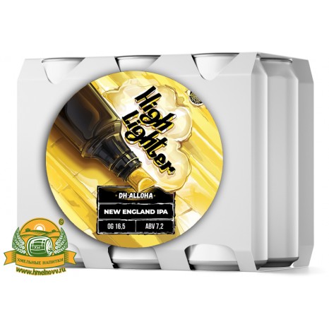 Пиво Highlighter Alloha, светлое, нефильтрованное в упаковке 12шт × 0.5л.