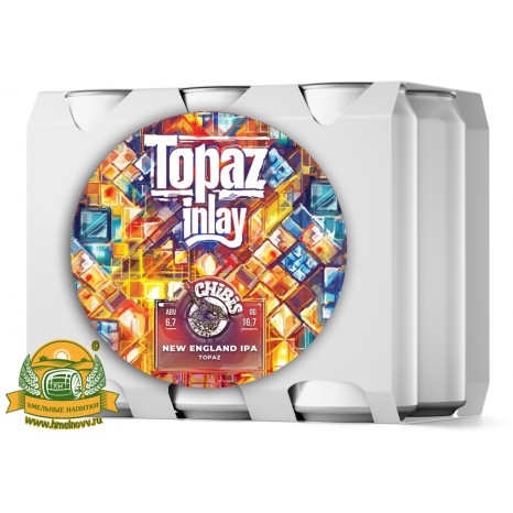 Пиво Topaz Inlay, светлое, нефильтрованное в упаковке 12шт × 0.5л.